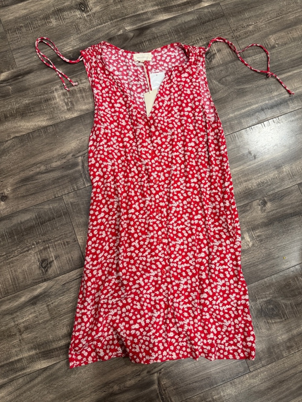 NWT MELLODAY Red Mini Dress with White Floral Print size XS
